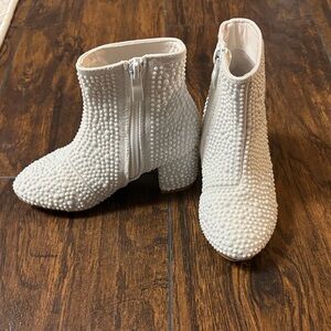 Toddler Dress Up White Embellished Ankle Boots